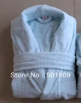 

light blue/pink color luxury SPA 100% cotton terry Bathrobe robe natural eco-friendly unisex women men soft skin
