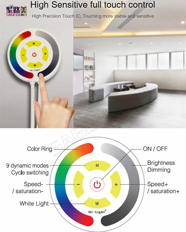 Milight DC12V 24V сенсорный RGB WiFi светодиодный контроллер YL1 2 4G wifi смартфон приложение