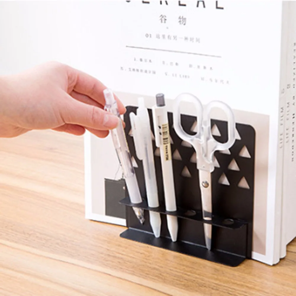 Креативные металлические подставки для книг с держателем для ручек, настольная подставка-органайзер для офиса, домашнего декора