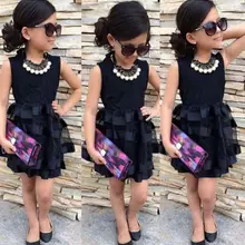 UNIKIDS/элегантные вечерние платья принцессы для маленьких девочек, черный полосатый Фатин, на возраст От 7 до 8 лет