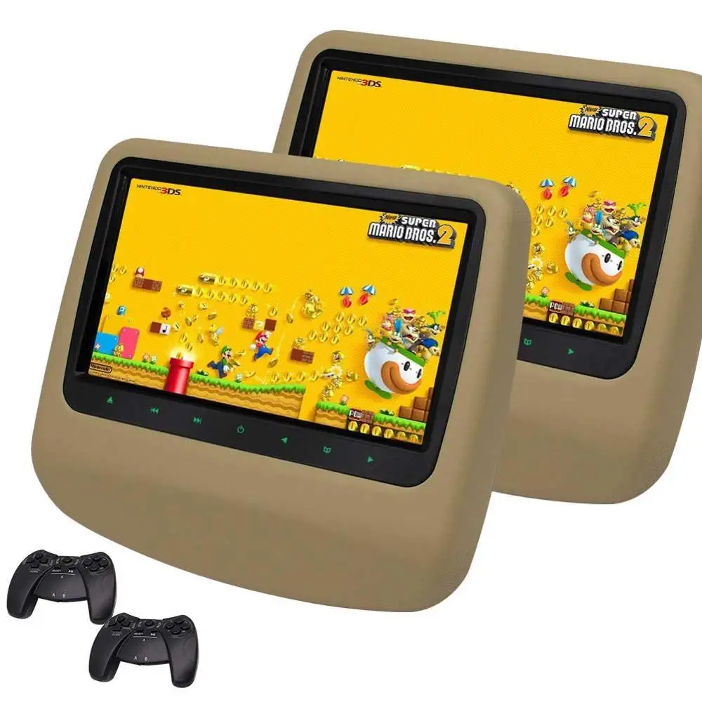 

9'' Car Headrest DVD Player Dual Screen Portable Rear Seat Monitor with HDMI input Support USB/SD 32 Bits Games Remote Control