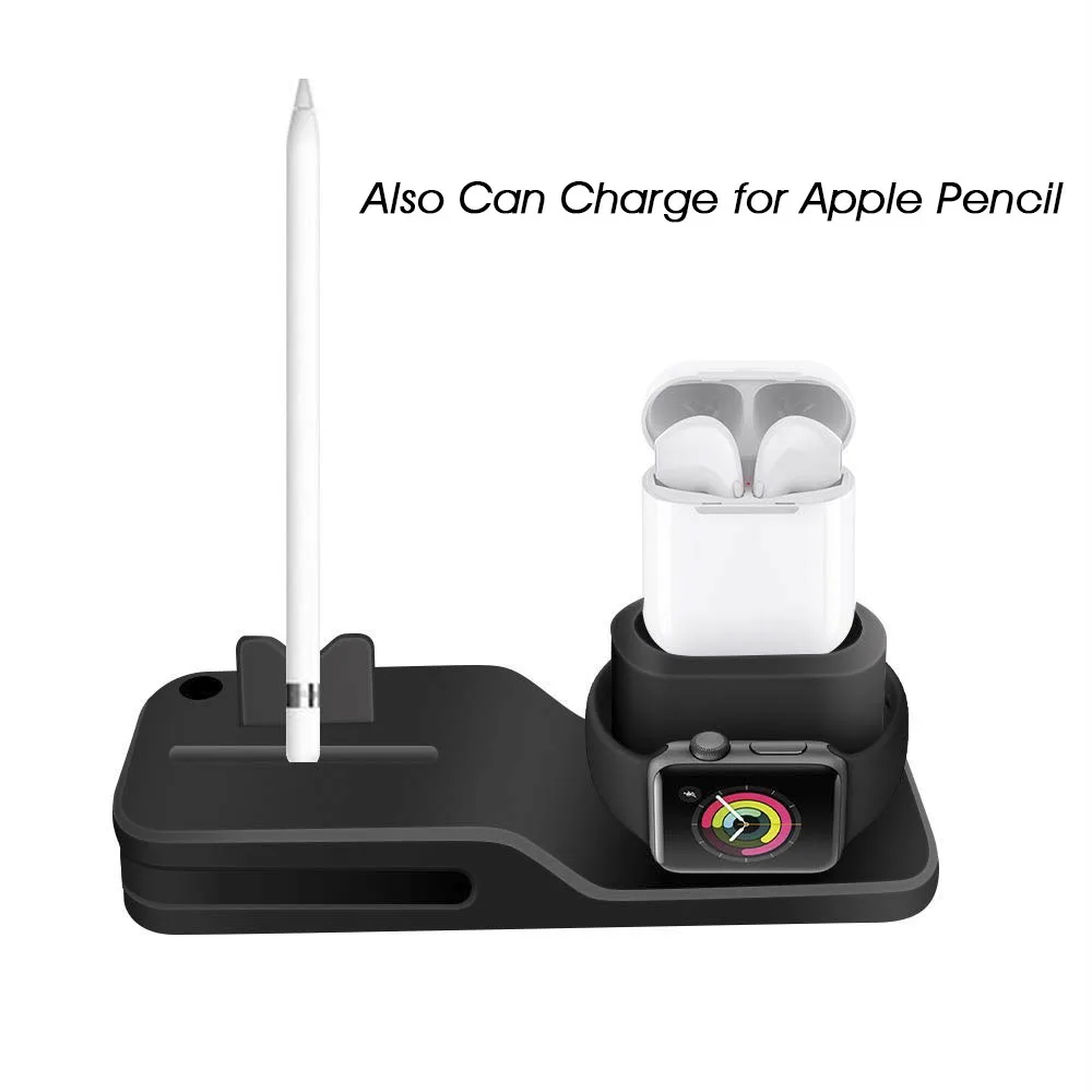 Charging Dock Holder Stand For Iphone X Iphone 8 Iphone 7 6 5 Silicone Charger stand Dock Station For Apple Watch Series 1 2 3 4