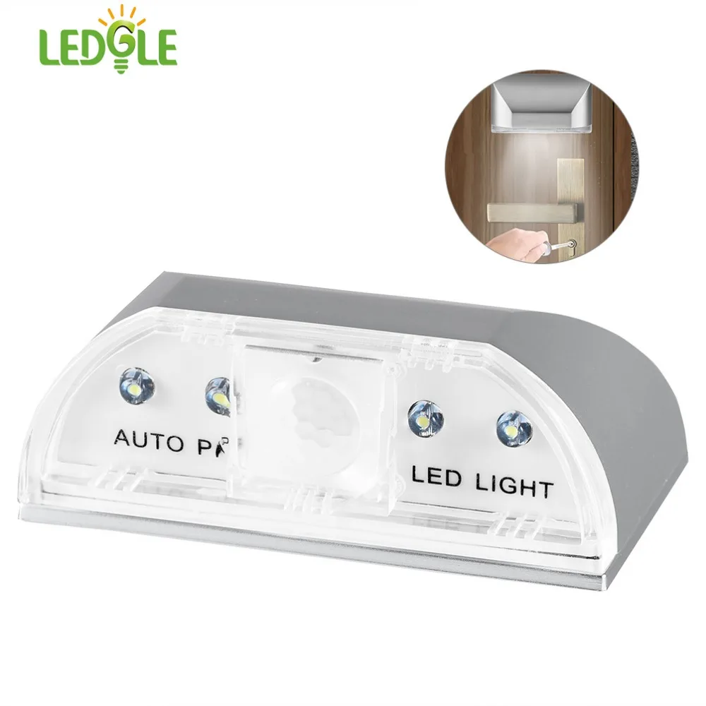

LEDGLE Smart Keyhole Lights Infrared LED Door Lock Lamps High Quality Auto Motion Detector Light Battery Powered 4 Beads Silver