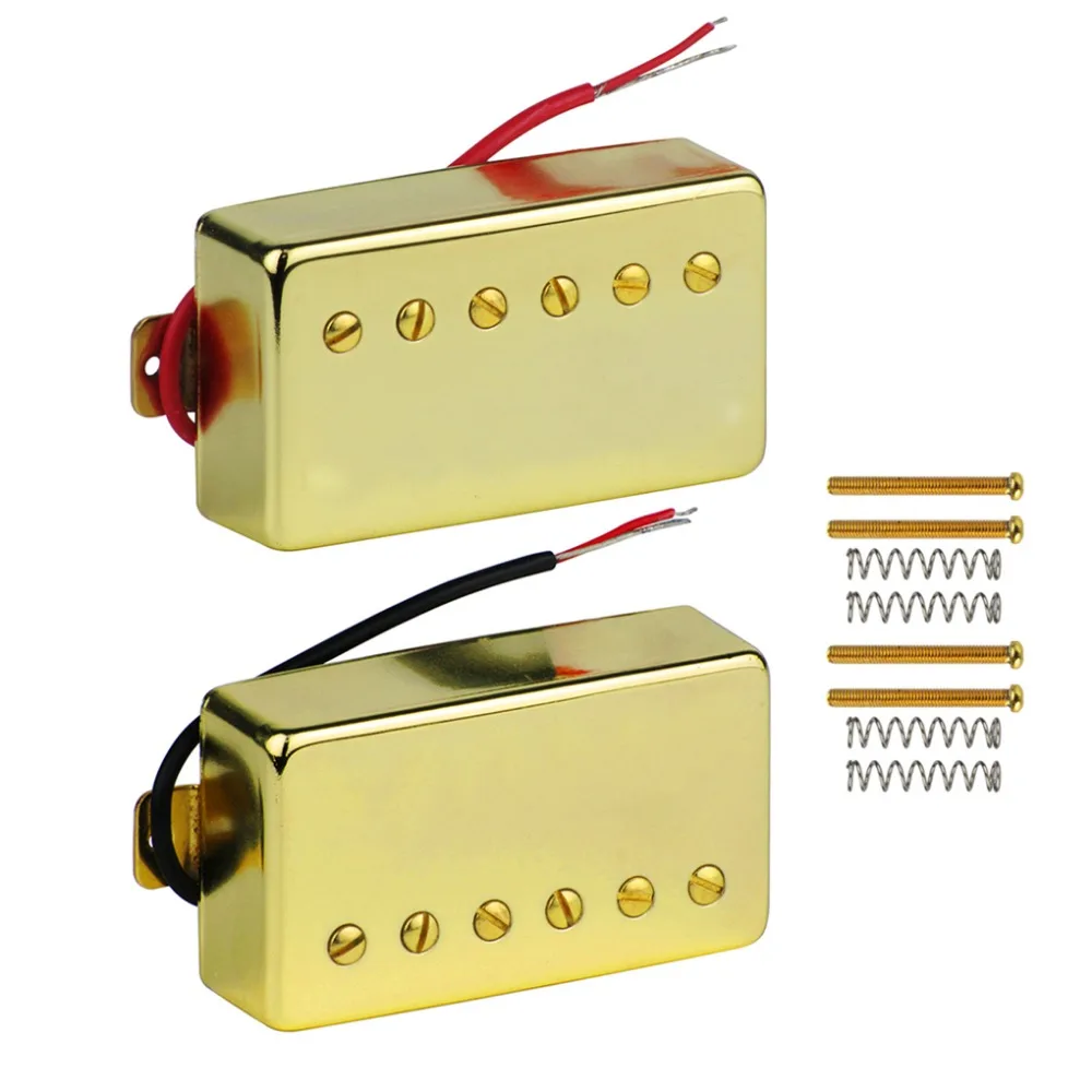 FLEOR Set of Humbucker Double Coil Guitar Pickup Neck + Bridge Ceramic Magnet 2 Conductors for LP Parts Golden | Спорт и развлечения