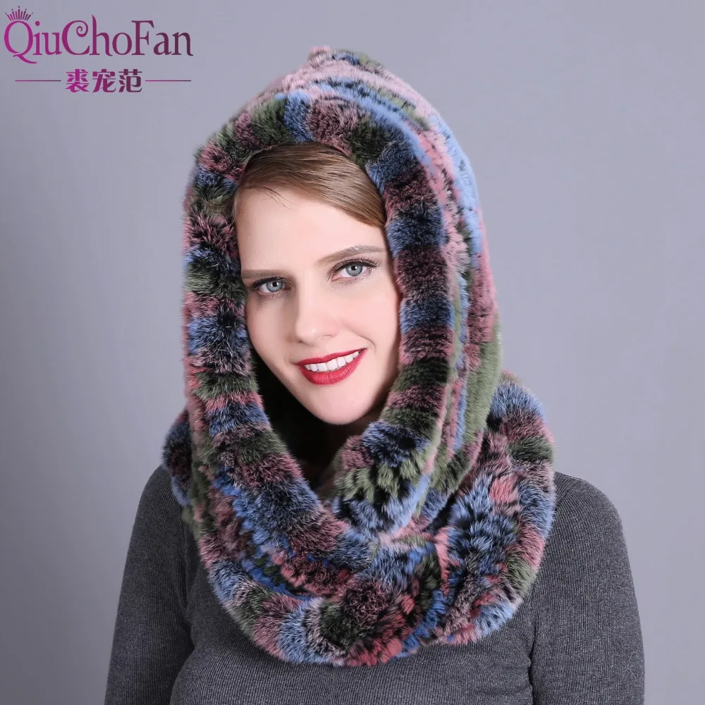 

Real Fur Hat Beanie Rex Rabbit Long Scarves Dual-Use Winter Caps Russisn Natural Genuine Fur Beanie Hats for Women free shipping
