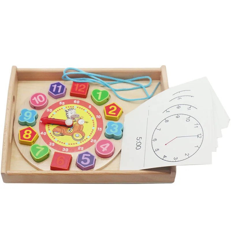

Montessoau Interest Wisdom Clock Teaching Aids Cartoon Pattern Crossing Digital Clock Time Cognitive Building Block Toys