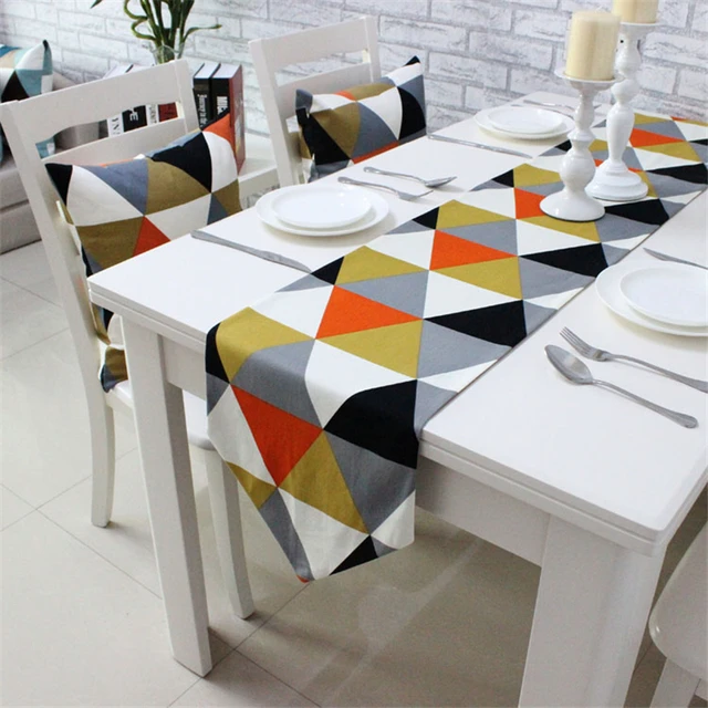 Modern Simplicity Style Colorful Triangular Pattern 100 Cotton Modern Simplicity Style Colorful Triangular Pattern 100 Cotton Table Runner Soft Decorative Cloth