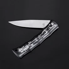 Mini folding knife fruit knife blade outdoor camping hiking survival tools ABS bamboo handle knife gift