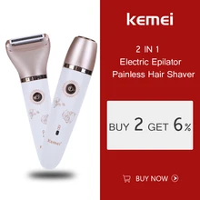 Kemei KM-1632 2In1 Electric Epilator Waterproof Plainless Rechargeable Hair Removal Women Face Armpit Body Bikini Trimmer Shaver Kemei KM-1632 2In1 Electric Epilator Waterproof Plainless Rechargeable Hair Removal Women Face Armpit Body Bikini Trimmer Shaver