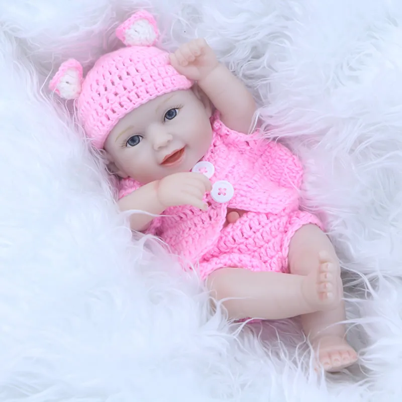 

11 Inch Mini Cute Reborn Baby Dolls Full Body Silicone 27 cm Lifelike Princess Girl Baby Toy For Kids Birthday Gift Can Bath