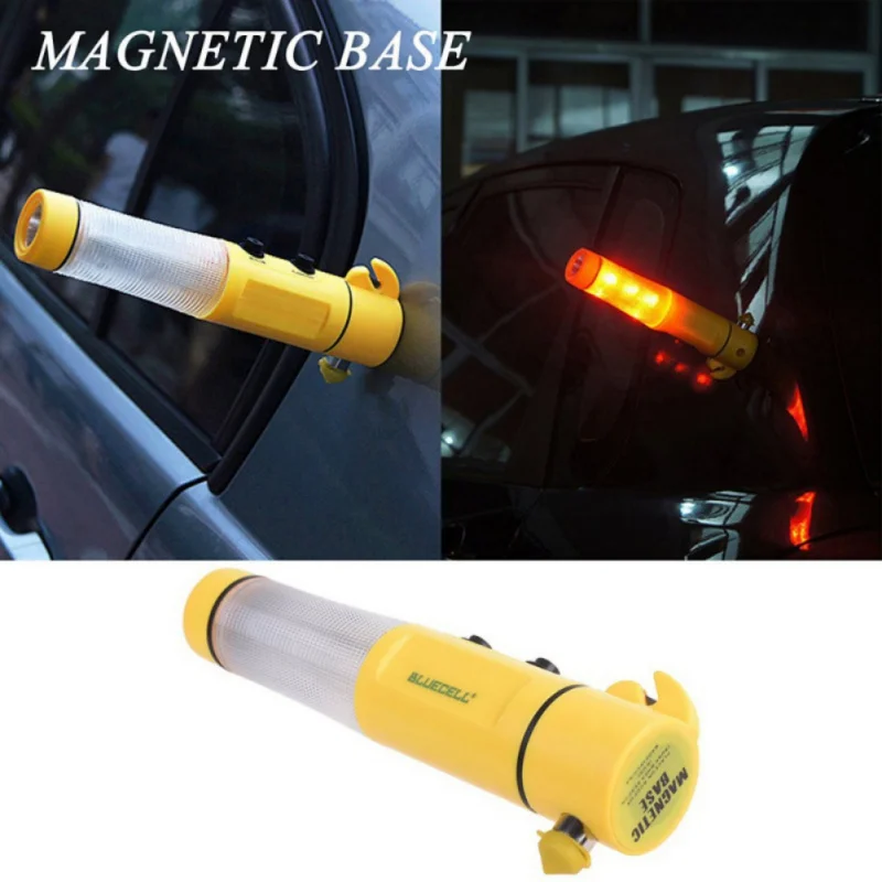 

4 in 1 Auto Car Emergency Safety Escape Tools Hammer Seat belt Cutter Flashing Red Beacon LED Flashlight Car Rescue Tool Light