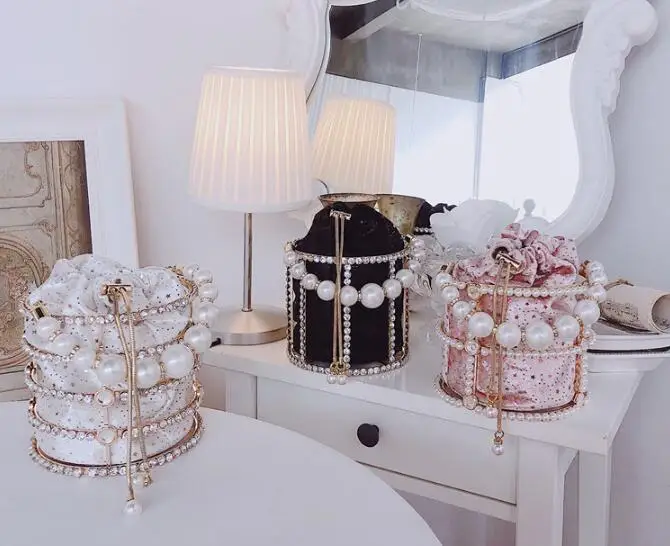 

New style small crowd bag inclined cross versatile summer basket simple foreign style pearl bird cage bag handbag woman