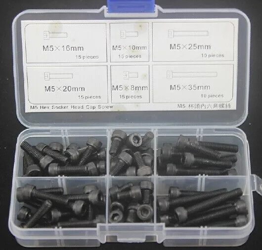 

Grade12.9 Hex Socket Head Cap Screw M5 Qty 80pcs Assortment Kit M5*8 to M5*35mm