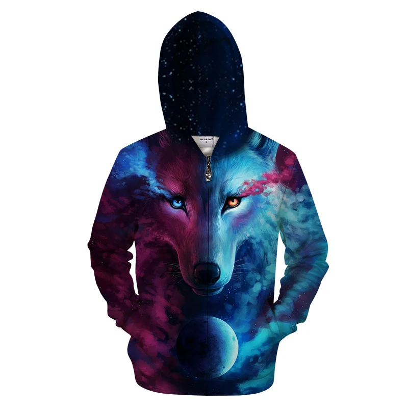 Wolf 3D Zipper Hoodies Where Light And Dark Meet