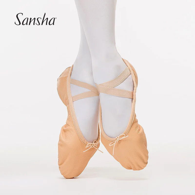 

Sansha Superior Cow Leather Soft Ballet Dance Shoes Triangular Arch Design Split-Sole Ballet Slippers NO.3LCO