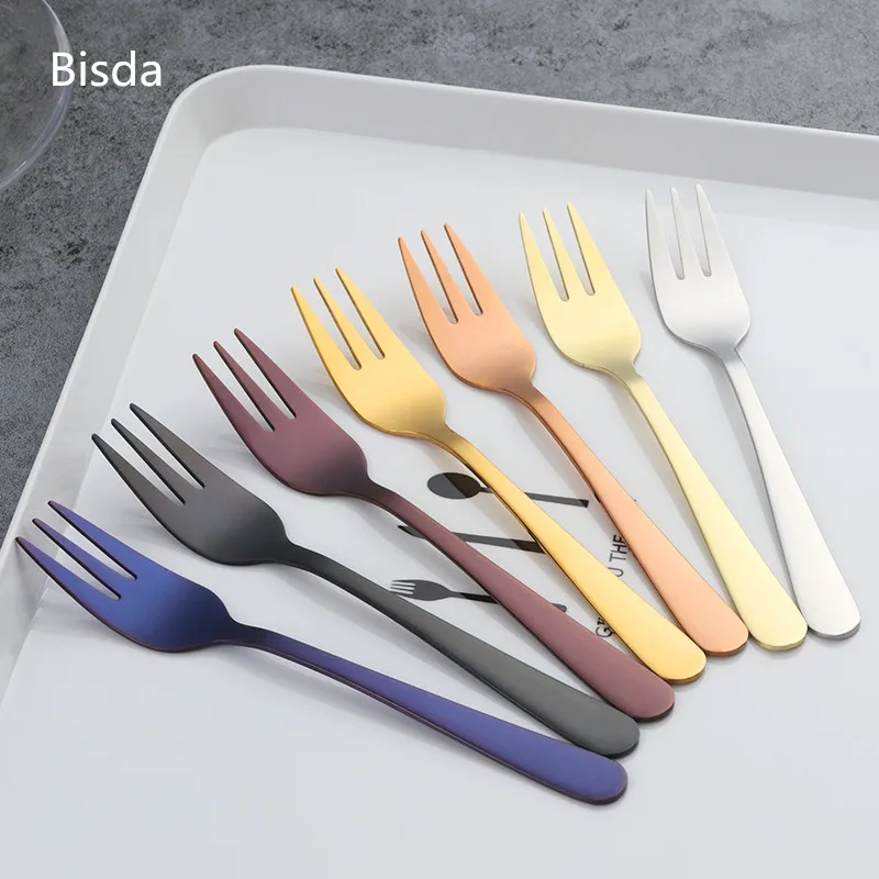 7pcs Tea Fork Set stainless steel Small Fruit Fork Set Gold Dessert