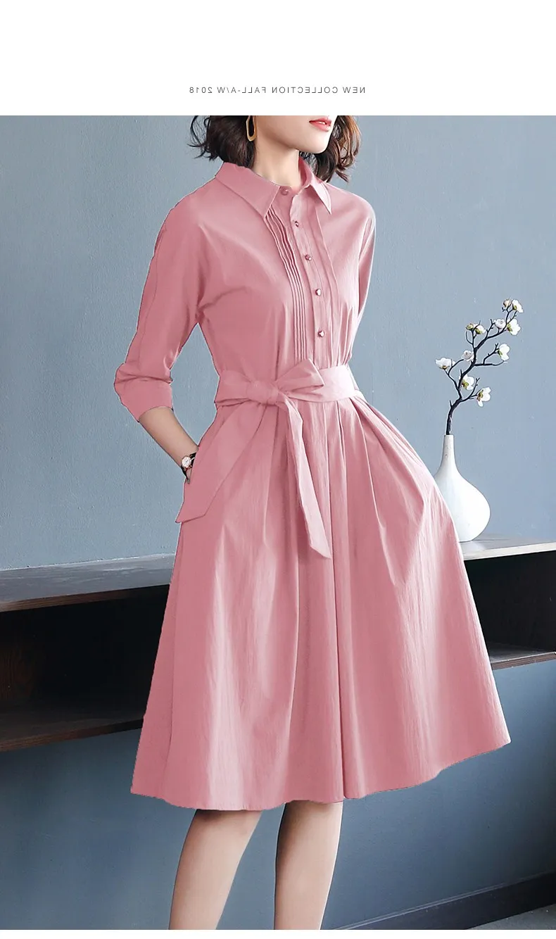 Модные розовые женские платья с завязками и бантом, женские платья, летние рубашки, элегантные платья, женская офисная одежда