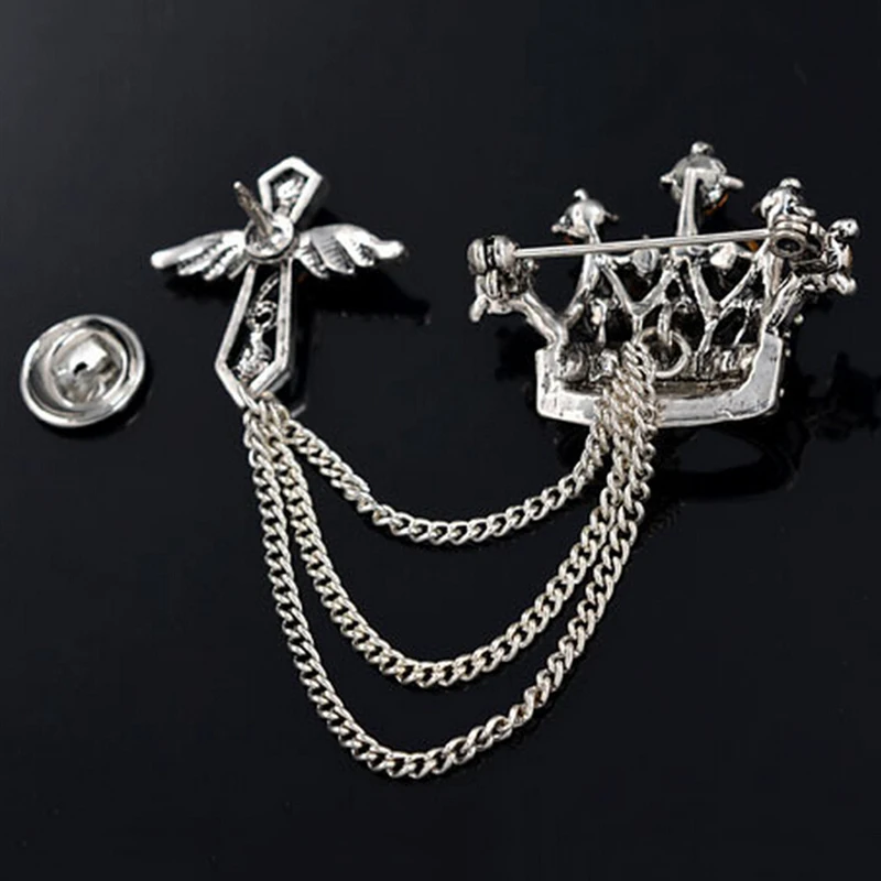 

Silver Rhinestone Brooch Crown Crystal brooches for women men brooches jewelry fashion lapel pin brooch love Accessories