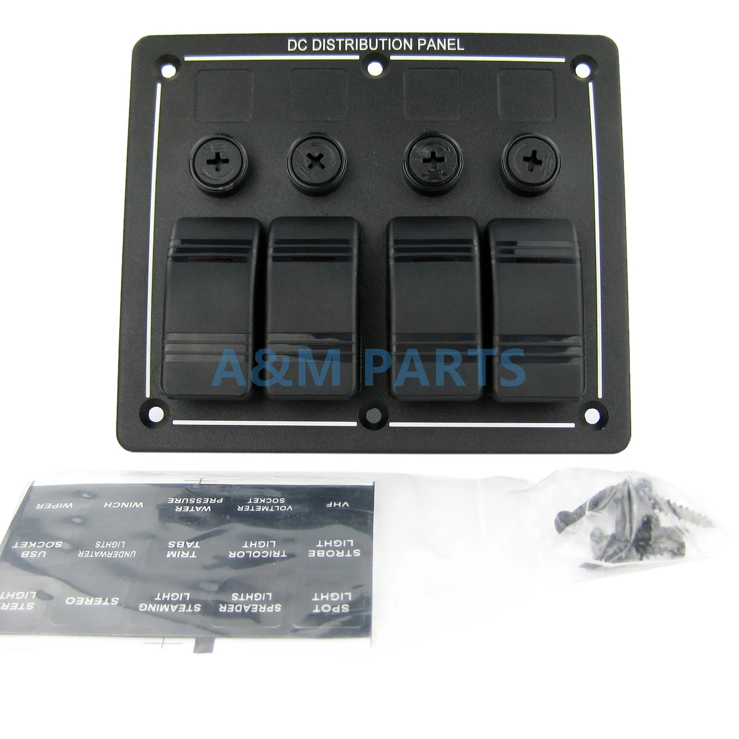 

4 Gang LED Marine Rocker Switch Panel Boat Car RV Aluminum Switch Panel Waterproof Fuse