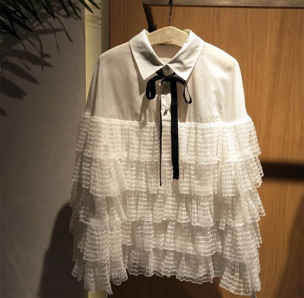 2018 осень зима сладкий белые рубашки для женщин Chic блузки с галстуком-бабочкой Топы корректирующие D687