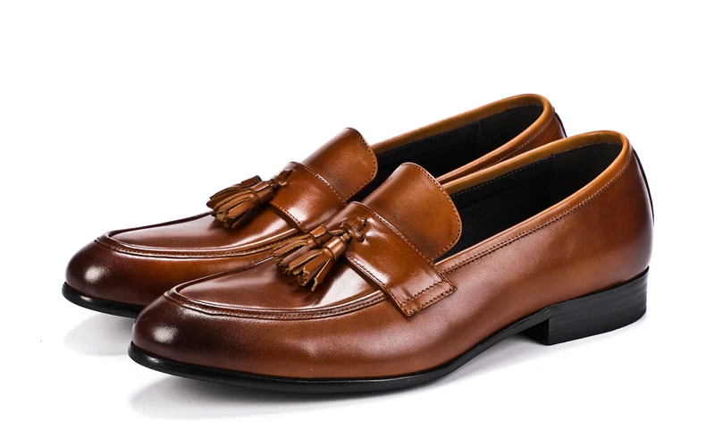 Men's Leather Casual Shoes Oxfords Wedding Shoe Moccasins Men Driving Shoes' Slip-On Genuine Leather Shoes Men Big Size Loafers (3)