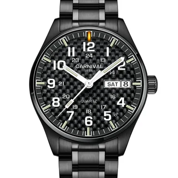

Carnival Luxury Brand Watch Men Quartz Men Watches Tritium Light Luminous Watch Male Waterproof Military reloj hombre C8638G-12