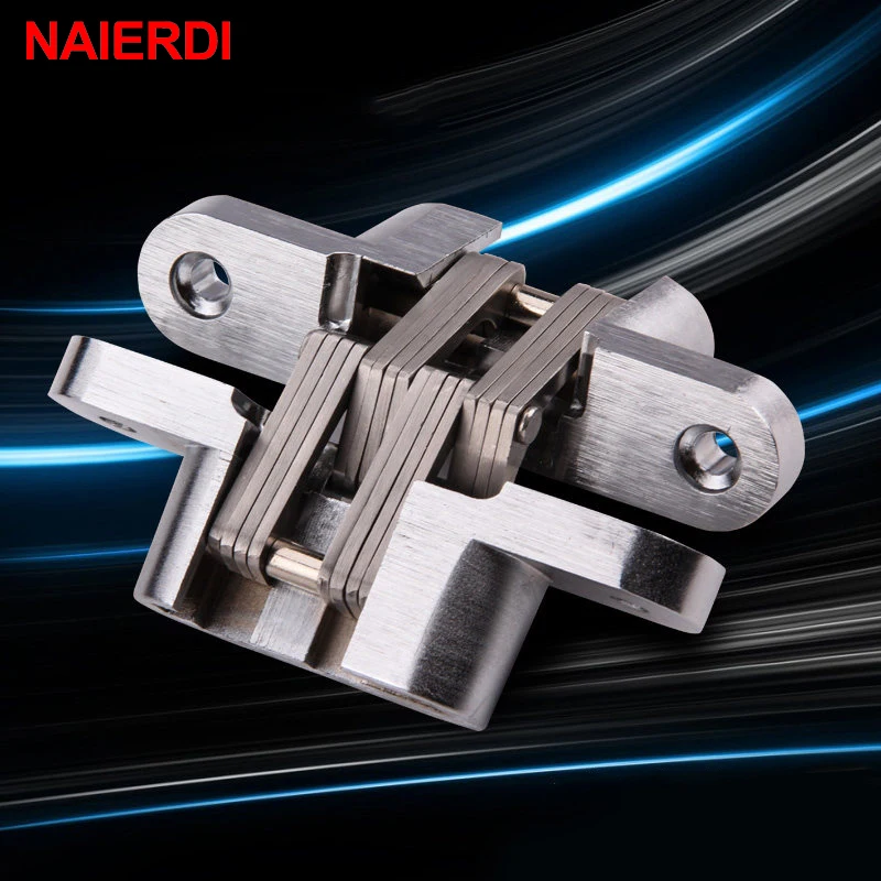 304 Stainless Steel Hidden Hinges Seven Size Invisible Concealed Folding Door Hinge For Kitchen Furniture Hardware 2PCS NAIERDI stainless steel hinges,door hinges