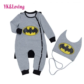 

Batman Handsome Cloak Baby Boy/ GirlsRompers Newborn Overalls Long Sleeve Jumpsuit +Hat 2 Pcs infant Clothes 2018 Autumn/winter