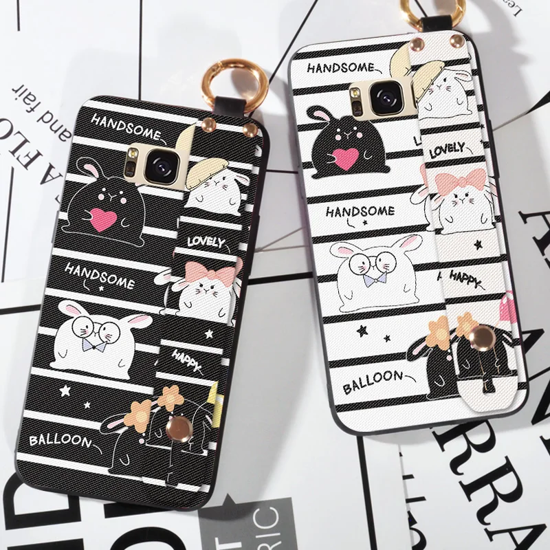 

Wrist Strap Phone Cases For Samsung Galaxy S7 Luxury Cute Rabbit Funda Coque Case For Samsung Galaxy S7 Edge Holder Case
