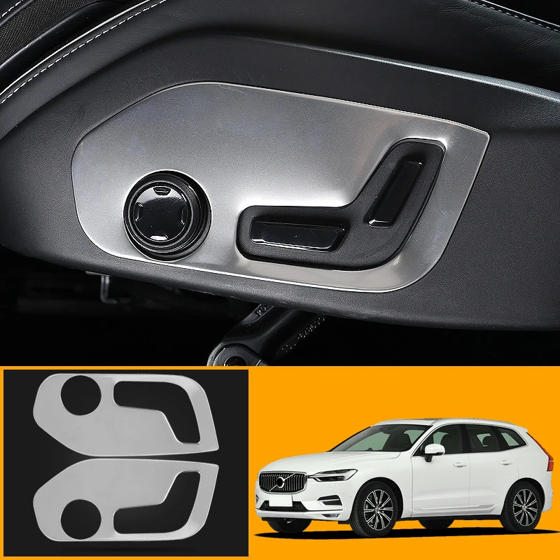 

Stainless Steel Accessories Interior Car Auto Interior Seat Button Frame Cover Trim 2PCS for Volvo S90 V90 2017-2019