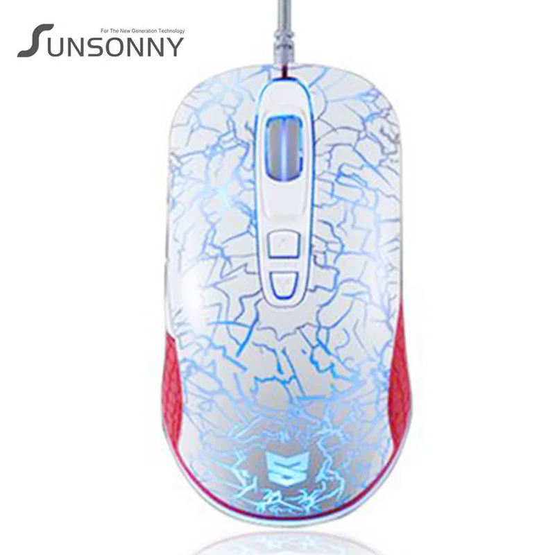 Креативная проводная USB мышь Sunsonny W-M20, 7 цветов, цветная, полупрозрачная, дышащая лампа, игровая, для офиса, дома, ноутбука, мыши - Цвет: Crack Breathing Lamp