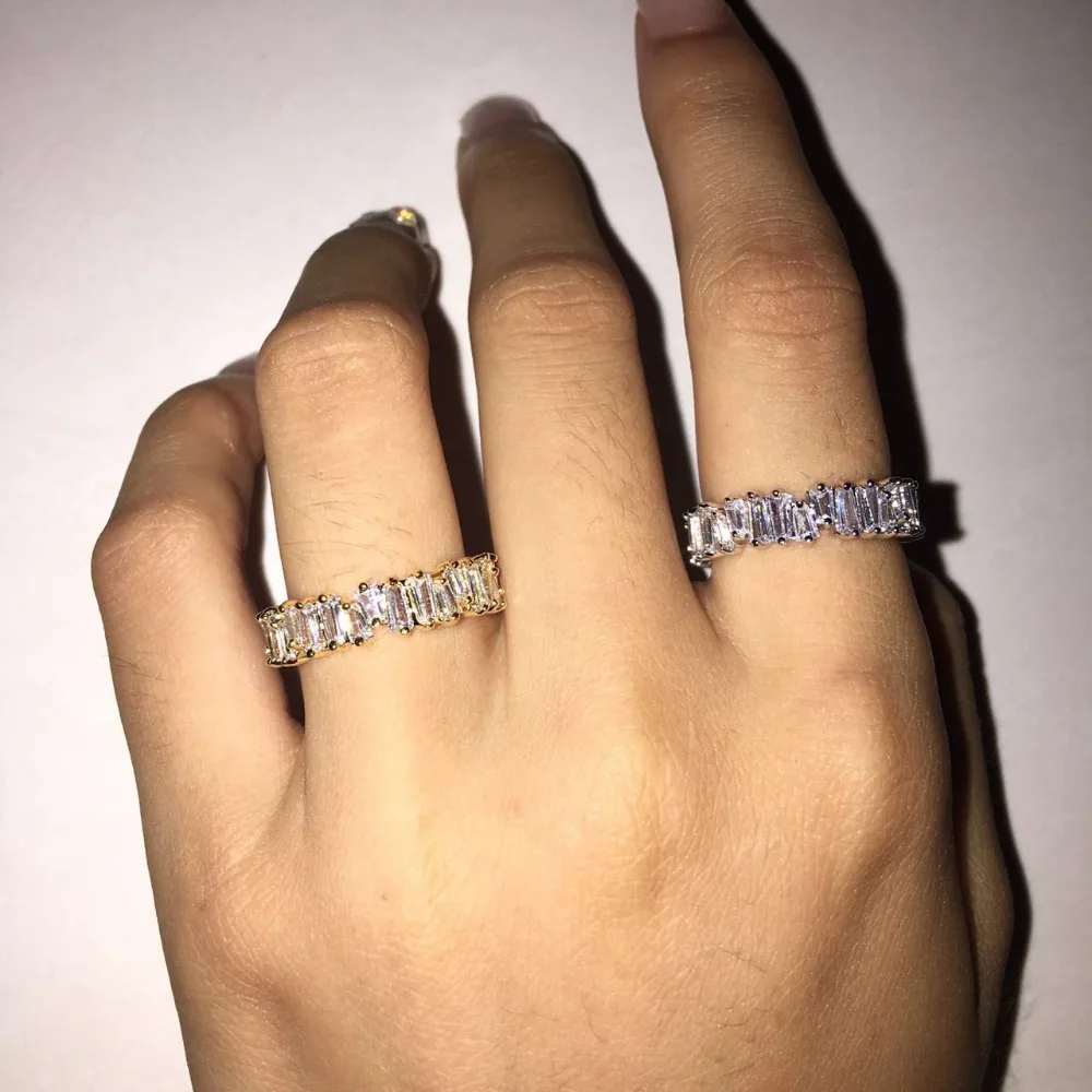 Thin Baguette T Ring Brand Engagement Handmade Trapezoid Stone Rings For Women Fashion Finger Accessories Anel Wedding Band