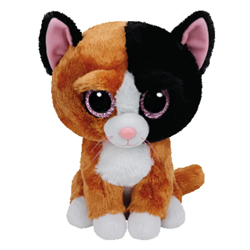

25CM 10" In Stock Original Ty Big Eyed Stuffed Animal TAURI - cat tan med Kids Toy Birthday Gift Plush Toy