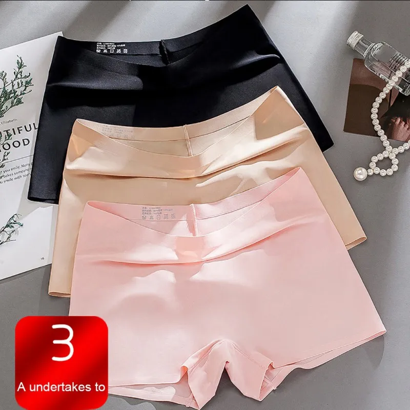 Новый размера плюс Ice Silk бесшовные пикантные дышащие защитные брюки Однотонная