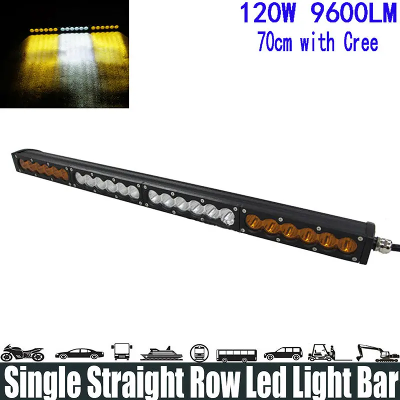 Buy 120W 25" White Amber Yellow Single Row Led Light