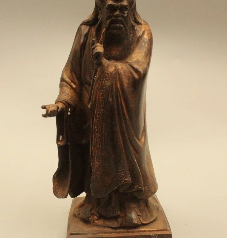 

10" Chinese Taoism Bronze Stand ideologist philosopher Li Erh Lao Zi Statue