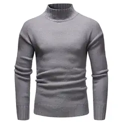 Осень-зима Новый Для мужчин свитер одноцветное Цвет шею Для мужчин базы Свитера, пуловеры теплая одежда мужской Костюмы 2018