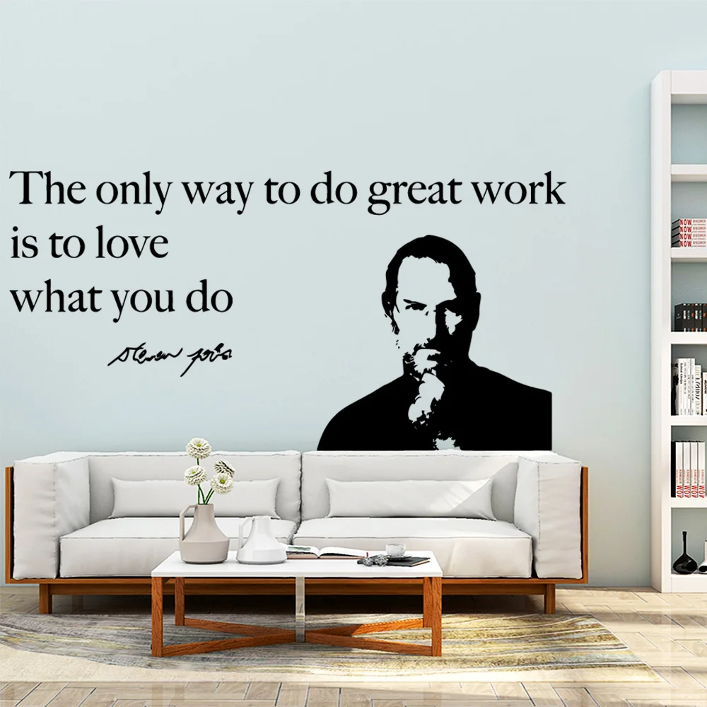 

great work Steve Jobs quote Cartoon Wall Decals Pvc Mural Art Diy Poster Wall Decorations Living Room Murals
