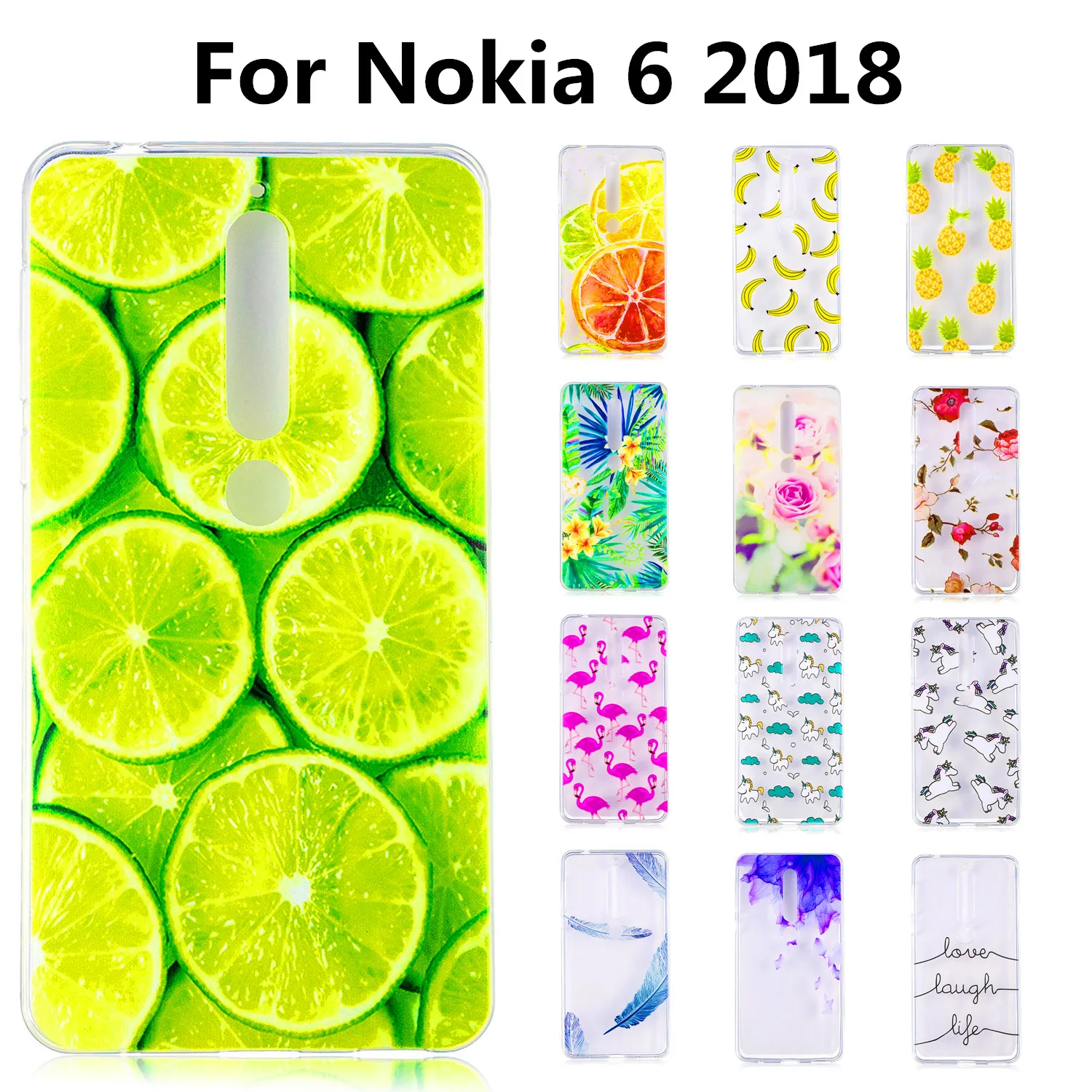 С фруктовым узором чехол для Nokia 6 2018 мягкий силиконовый из ТПУ задней панели Nokia6