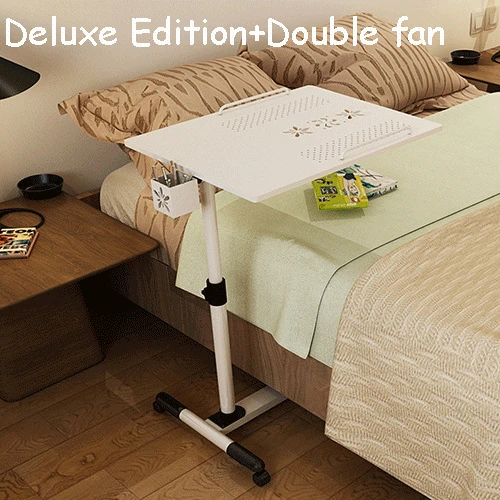 white Double fan Компьютерный стол Портативный Регулируемый складной портативный складной стол для ноутбука офисная подставка для ноутбука компьютерный ноутбук кровать стол - Цвет: white Double fan