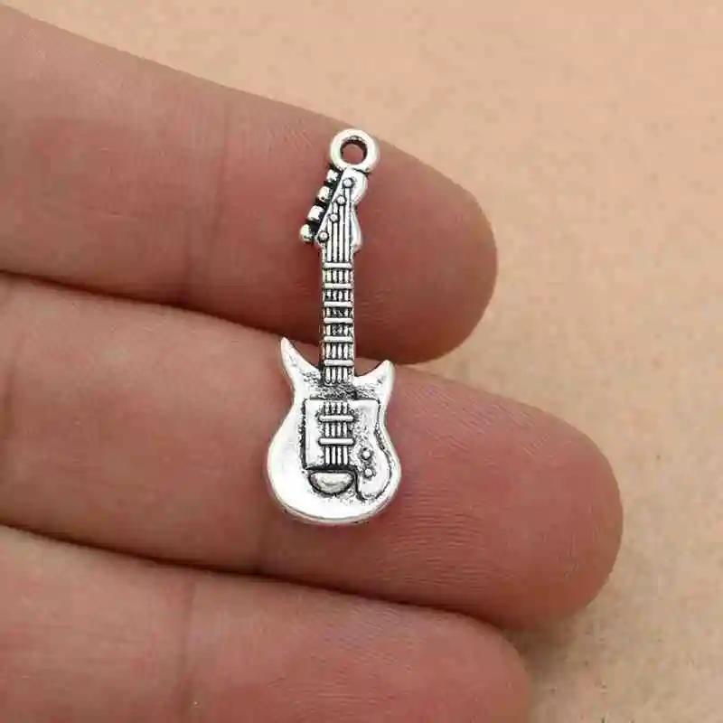 Микс античный посеребренный музыкальный нот гитара труба лента амулеты подвески для браслета ожерелье аксессуары для изготовления ювелирных изделий DIY - Окраска металла: s1