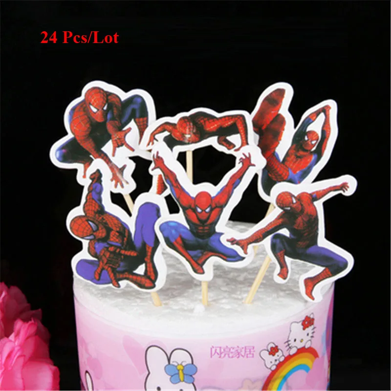 Party Decoration Spiderman Cake Topper Cake Flags Children Kids