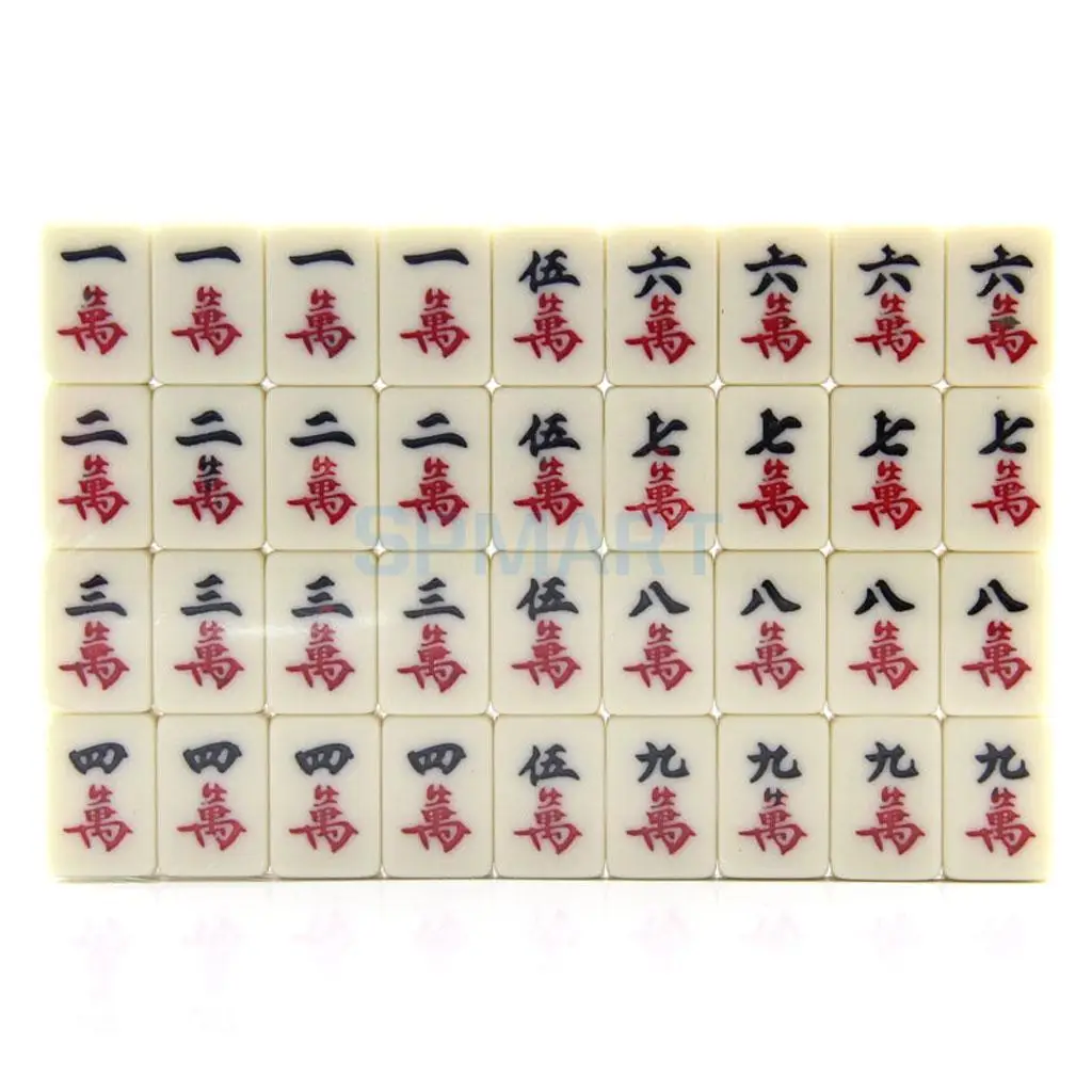 Mini Mahjong Mahjongg Mah Jongg Mah-Jongg Majiang Travel Board Game Set Chinese Traditional Mahjong Games 144 Tile in Case Toy