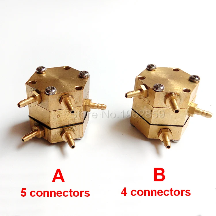 4pcs Dental Hexagonal Water Air Valve Copper 3mm Connectors Dental Chair Unit Single Air Control
