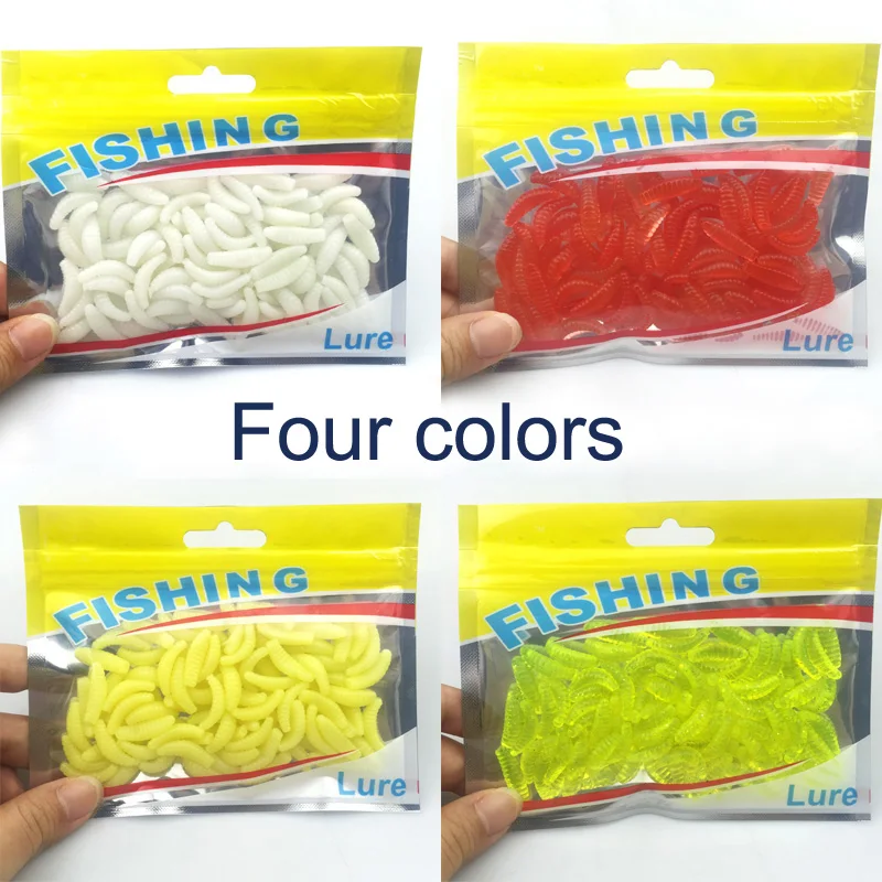 

FREE SHIPPING 80pcs 2cm Smell hand pole bait fishing lure soft bread bug bionic grubs trout lure soft bait hot fishing 105
