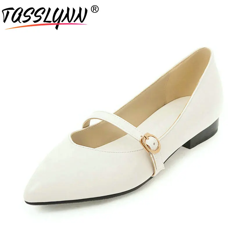 

TASSLYNN 2018 Women Pumps Shoes Buckle Mary Janes Pointed Toe Pumps Square Low Heels Comfortable To Wear Ladies Shoes Size 34-43