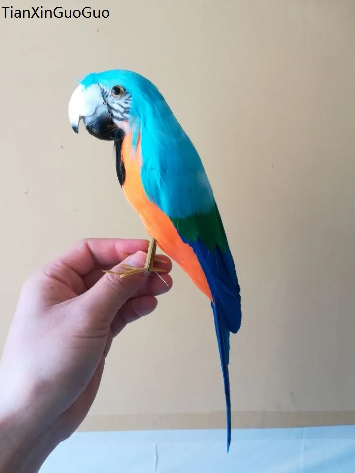 simulation blue&orange parrot model foam&feathers parrot bird about 30cm 