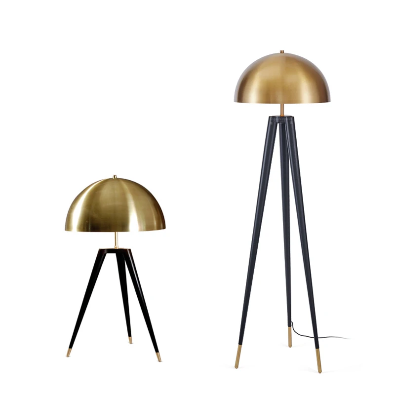 بعد الحديث الفطر ترايبود قاعدة لمبة مكتب النحاس عاكس الضوء tablelamp جسم معدني الإبداعية مصباح طاولة القراءة E27 لمبة
