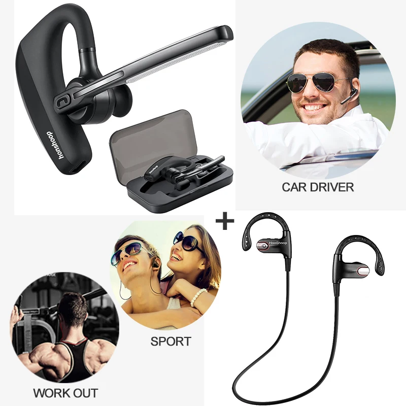 Гарнитура Bluetooth водитель автомобиля наушники совместимы с iPhone + тренировки
