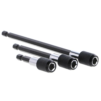 

3 Pcs 1/4'' Carbon Steel Hex Quick Release Screwdriver Bit Holder Extension Bar Power Tools 60-150mm #20/24W